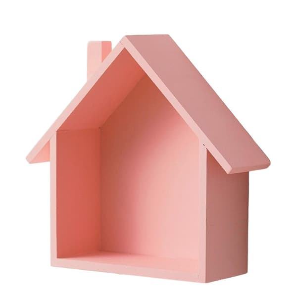 Trævæghylde til samleobjekter – Nem installation og holdbar – til soveværelse og kontor Pink