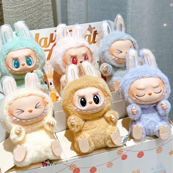 Labubu Heart-beating Macaroon Vinyl Face Sit Party Andra Generationen Blind Box happy