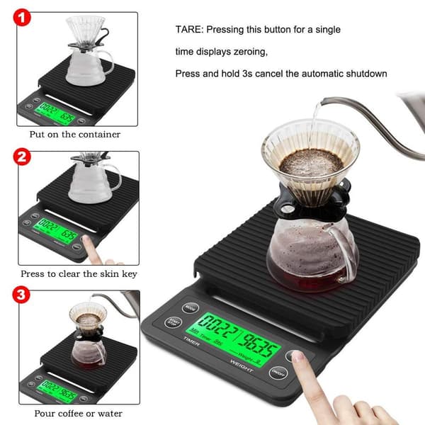 Professionell kaffevåg med timer, digital espressoskala, köksprecisionsvåg med timer (Uno Scale)