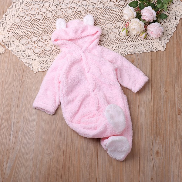 Humor Bear Baby Rompers Langærmet Tegneserie Stil Spædbarn Jumpsuits Toddler Baby Tøj Efterår Vinter BA019 pink 3-6M