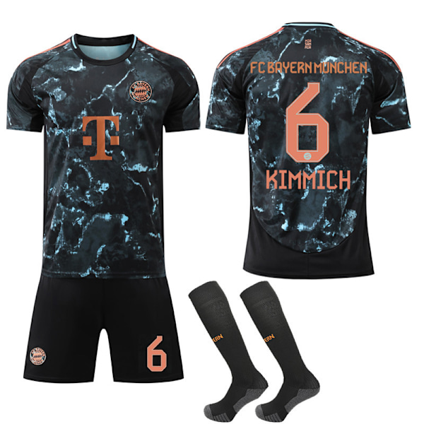 Bayern München Bortaställ Fotbollströja Set för Barn och Vuxna 2024-2025 med Strumpor No.6 Kimmich No.6 Kimmich 28