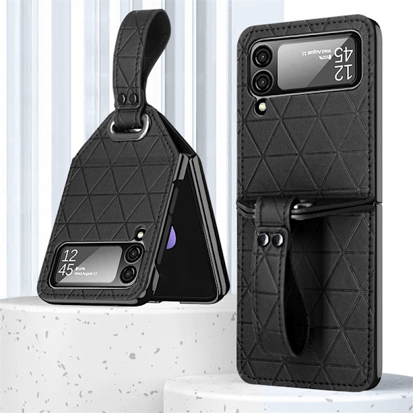 Passer til Samsung Flip3 mobiltelefon cover diamant gitter foldbart etui beskyttende mobiltelefon cover White