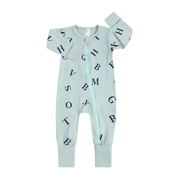 Nyfødt bomullsbody, rund hals romper, hånd- og fotmansjetter, baby romper 3-24 måneder 6 EU: 3-6m