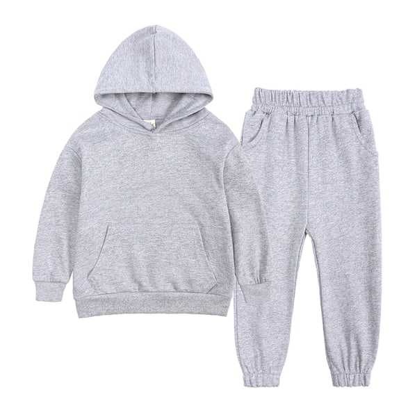 2023 Spring Autumn Kids Boys Girls Thin Tracksuit Set Hooded Sweatshirt + Solid Pants 2 Piece Outfits