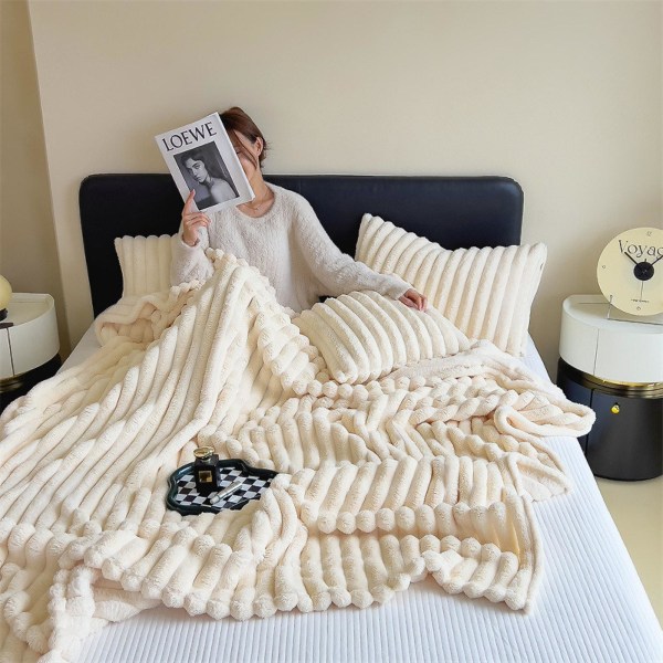 Snuggle Sac Cuddly filt, fluffigt fleecefilt, filt för soffa, säng, soffa, varm och mjuk filt med randigt mönster, grå/rosa/grön/gul,120 180*200cm dark gray