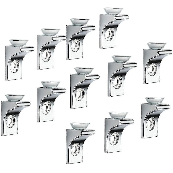 Glass Shelf Bracket, 12 Pcs Zinc Alloy Polished Chrome Right Angle Shelf Support Fixing Clip With Suction Cup