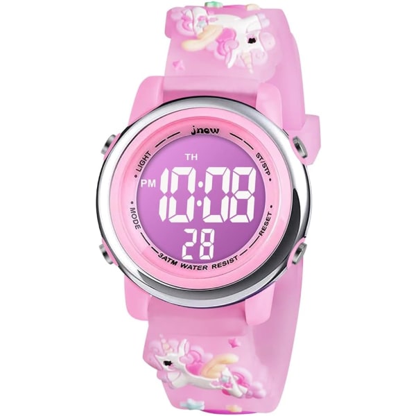 Digital Watch LED Electrical Watches 7 Color Lights Watch with Alarm Stopwatch Unicorn Valentine's Day Gift for 3-10 Year Girls