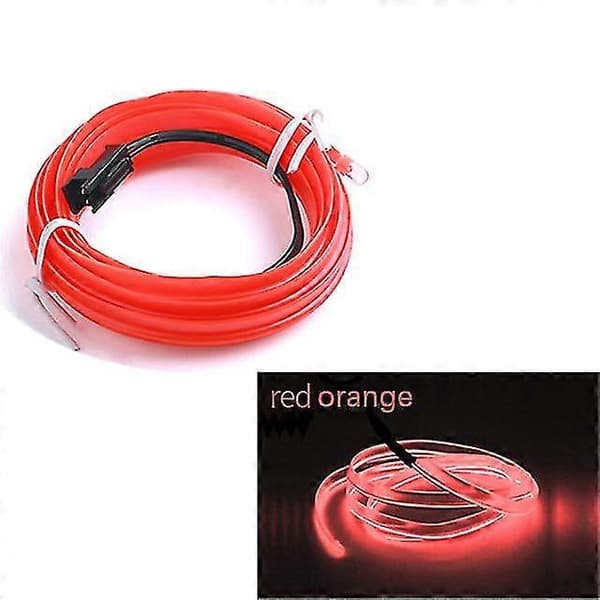 Bilinteriør LED dekorativ lampe EL ledninger neonstripe, for bil DIY FL Red orange 3M USB drive