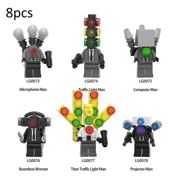 Skibidi Toalett Minifigurer Set Actionfigur Byggklossar Leksaker Set Presenter Heminredningsdekorationer 6st/ set