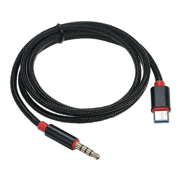 Type-C Han til 3,5 mm TRRS Han Lydkabel 0,95 m USB-C til 3,5 mm Headset Bil/Hjem Stereo Adapterkabel, 0,95 m Sort
