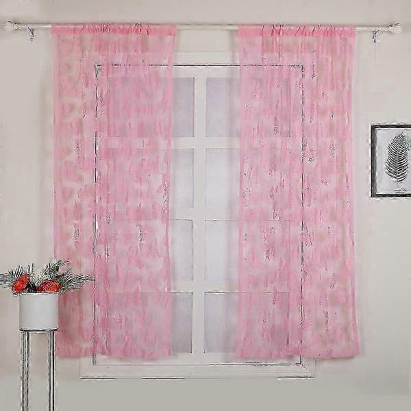 2 kpl perhoskuvioisia ikkunaverhoja Pink