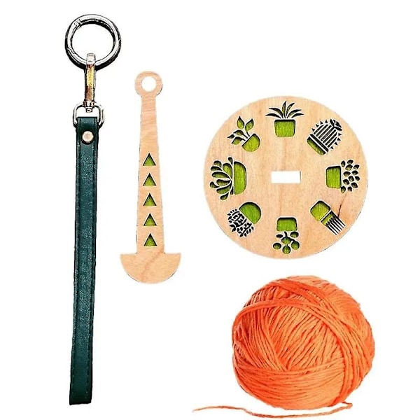 Trådhållare i trä, bärbar, med handledsrem, för stickning, virkning, broderi, tillbehör till mössor, koftor, strumpor Red