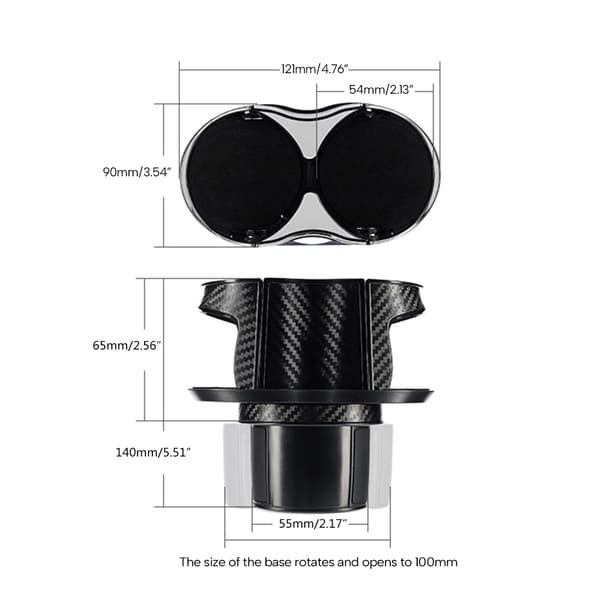 Kopholder Expander Adapter med Justerbar Base 360° Roterende