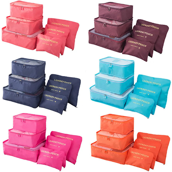 Stor 6-pack Resväska Kläder Organizer Förvaring Väska Garderob Resväska Researrangör Skor Packningskub Väska red