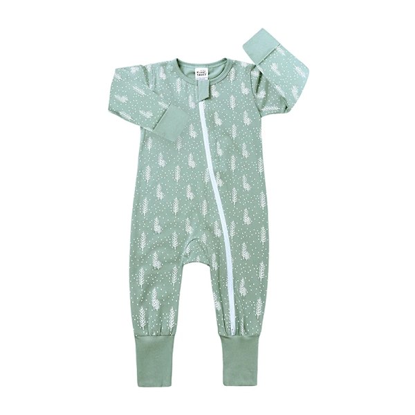 Nyfødt bomullsbody, rund hals romper, hånd- og fotmansjetter, baby romper 3-24 måneder 8 EU: 6-9m