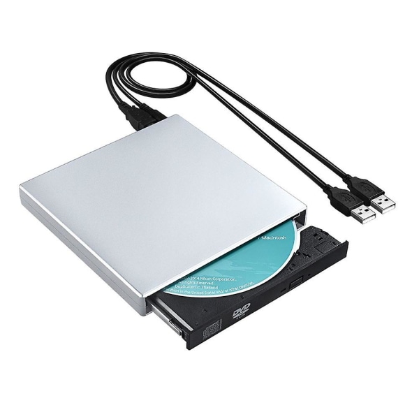 Usb 2.0 ekstern cd-brænder Dvd/cd-læserafspiller til Windows Os bærbar computer (sort og sølv)
