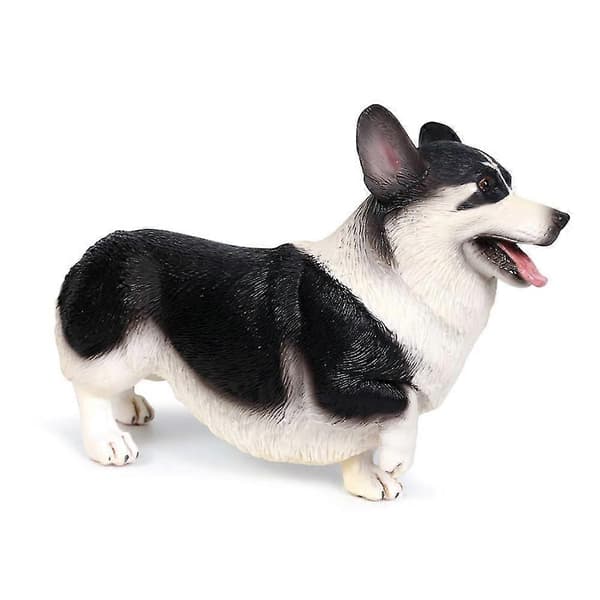 Verklighetstrogen Corgi Hund Djurmodell PVC Solid Figur Skrivbordsprydnad Barnleksak S07 Black