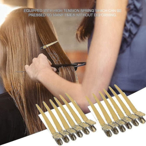 12 deler 9 cm seksjonsklips Frisør hårklemmer Styling salongverktøy (gull)