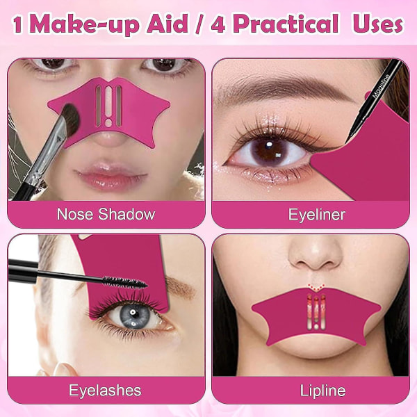 3 kpl Nose Contour Eyeliner stensiilit, 4 in 1 Silikoni Eyeliner stensiilit Nenä Shadow Stencil Woman Makeup Aid Tool aloittelijan applikaattorin opastyökalu