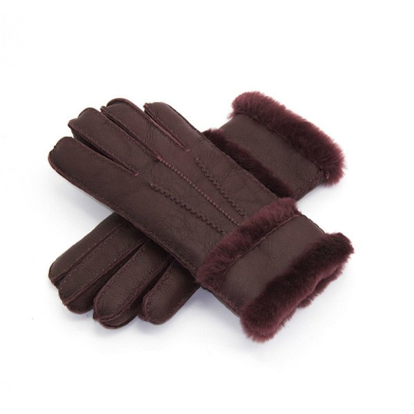 100% Lammskinnsvantar för Vinter för Kvinnor Män Äkta Kashmirpäls Varma Vantar Dam Full Finger Äkta Läder BGE BGE one size