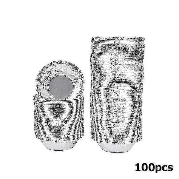 100 stk. engangsforme af aluminiumsfolie til æggetærter - Mini bageforme til desserter