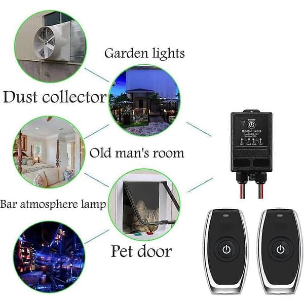 Wireless Relay Switch 12V Remote Control Switch DC12V/24V/48V/72V 30A Relay with 328FT Long Range for Anti-Theft Alarm Schwarz