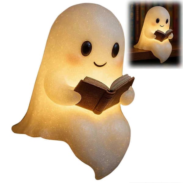 Ghost Læselampe, Sød Ghost Læser LED-lys, Halloween Lysende Spøgelsesstatue