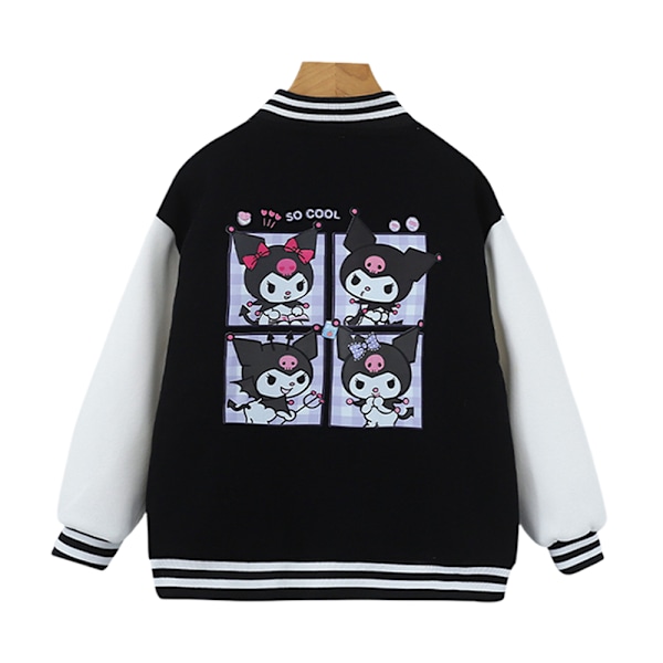 Barn Flickor Kuromi Jacka Uniform Casual Lös Knapp Ner Baseball Jacka Ytterkläder Svart Black 140cm