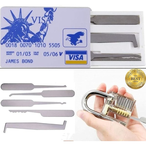 Hem Tool Lock Pick Set Professional med Practice Pick Guide Card Set Lockpicking Svart handväska för skåp Verktygsväska 20 delar [DB]