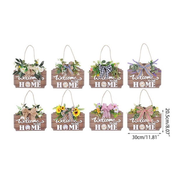 Utbytbart rektangulärt träskylt med 13 säsongsbetonade delar Blomsterbågeplatta Style F
