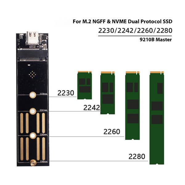 Flere Protokoller M.2 NGFFs NVME til USB 3.1 Bundkort Konverter Hurtig Dataoverførsel via USB C Interface