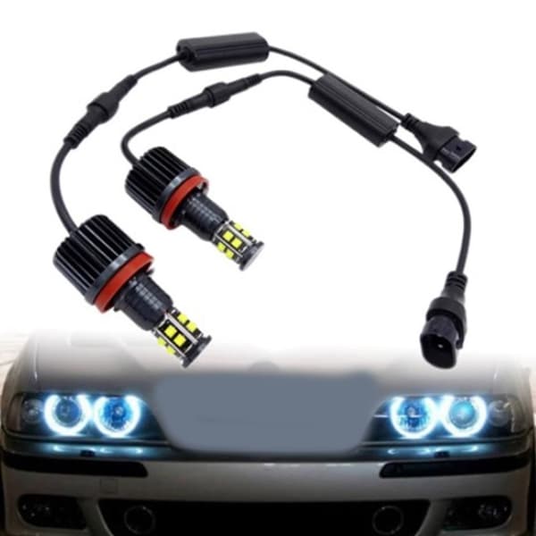 H8 LED Angel Eyes Frontlys Oppgradering 120W Direkte Passform for E90 E92 E60 E70