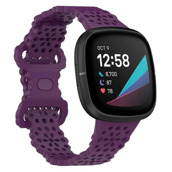 Hul urrem erstatning til Fitbit Versa 4/Versa 3/Sense 2/Sense urtilbehør (Mørk lilla)
