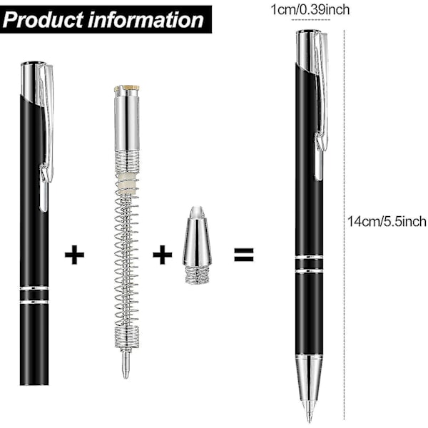 4 Stk. Lysende Spids Pen Metal Kuglepen Med Lysende LED-pen Sort I