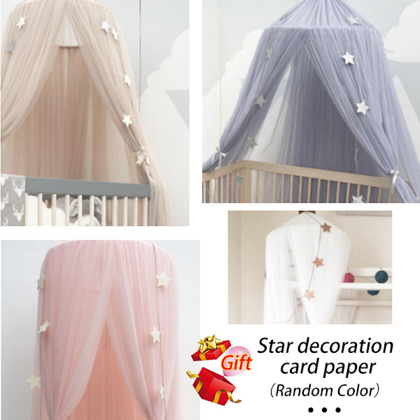 Hengende myggnetting for baby seng dekorasjon, sengehimmel gardiner for soverom, lekehus, barnerom gray