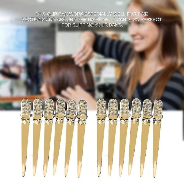 12 deler 9 cm seksjonsklips Frisør hårklemmer Styling salongverktøy (gull)