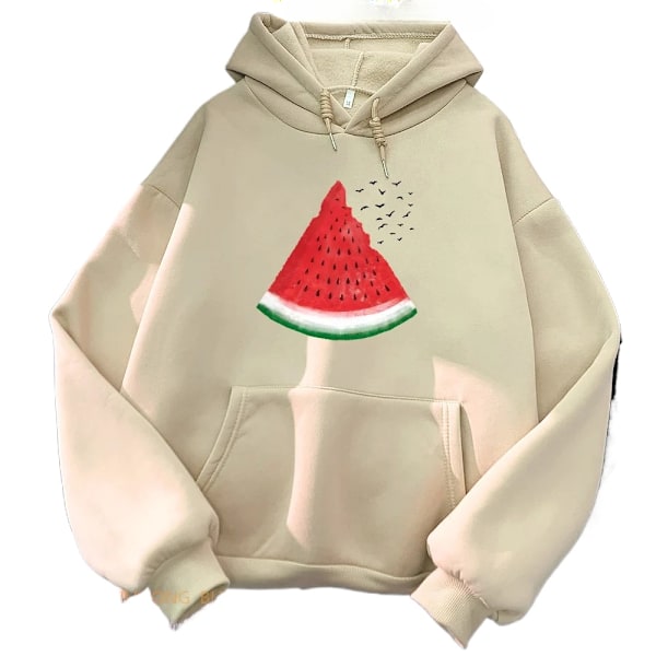 Hoodies för män och kvinnor, långärmade avslappnade kläder med Palestina vattenmelon grafisk tryck grey M