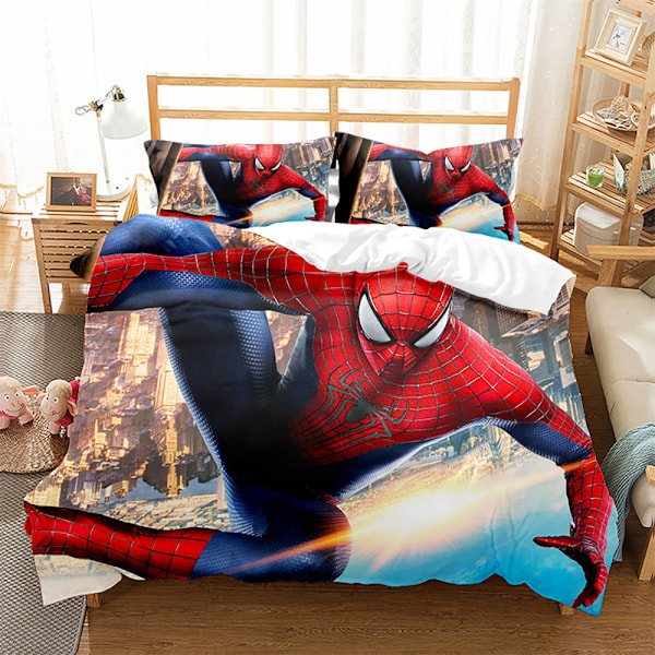 Spiderman 3D digitaltrykk tredelt sengetøysett - dynetrekk, laken og putevar