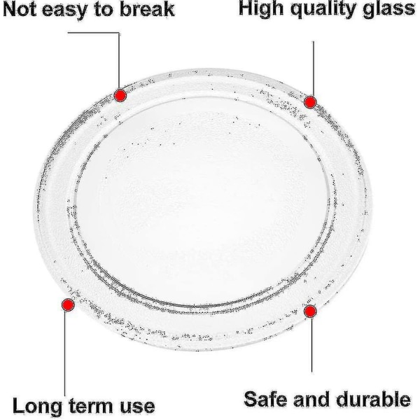 Mikrovågsugn glasplatta Mikrovågsugn glas skivtallrik ersättning platt bas glasbricka 24,5 cm/9,6 tum (platt botten)