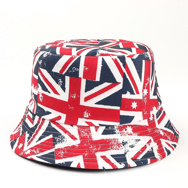 Union Jack Bucket -hattu Kaksipuolinen käännettävä ämpärihattu Brittiläisen lipun hattu kuningas Charles II:lle kruunajaisten kansallispäivän katujuhla A