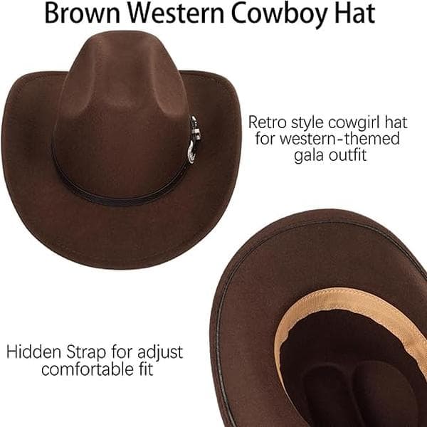Klassisk Fedora-hatt for kvinner med opprullbar brem og spenne (Brun, Størrelse: Medium)