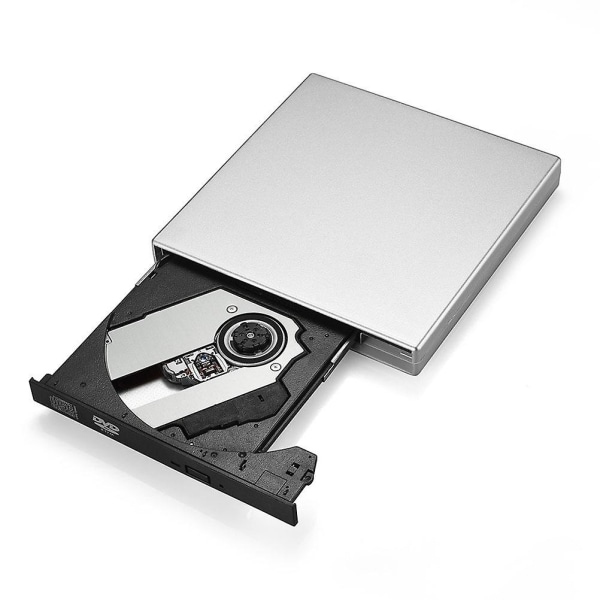 Usb 2.0 ekstern cd-brænder Dvd/cd-læserafspiller til Windows Os bærbar computer (sort og sølv)