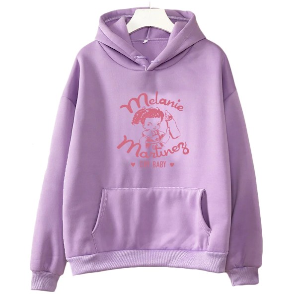 Dame Hoodies Sweatshirt Tegneserie Print Løse Tøj Kawaii Casual Tops light-purple L