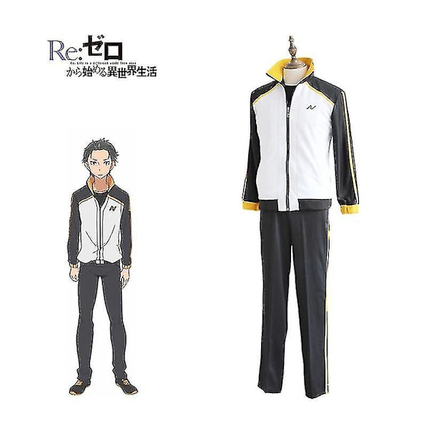 Re: Zero Natsuki Kostym Subaru Kara Hajimeru Isekai Seikatsu Cosplay Japansk Anime Skoluniform Sportdräkt Sportkläder XL