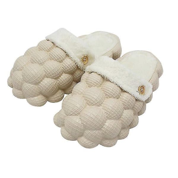 Vinter Bubble Slides för kvinnor - Varma och snygga innetofflor Beige 40-41