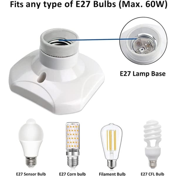 4 pcs E27 Screw-in Ceiling Lamp Sockets, E27 Garage Sockets, AC 220-240V, LED Bulb Socket Holder, E27 Ceiling Lamp Base