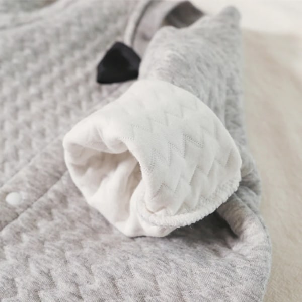 Nyfødt Bomuldsbody med Blomstermønster til Pigebaby - Forår/Efterår - Blød Baby Romper - Spædbarns Pige Tøj Sæt 0-18M gray  bear EU: 9-12m