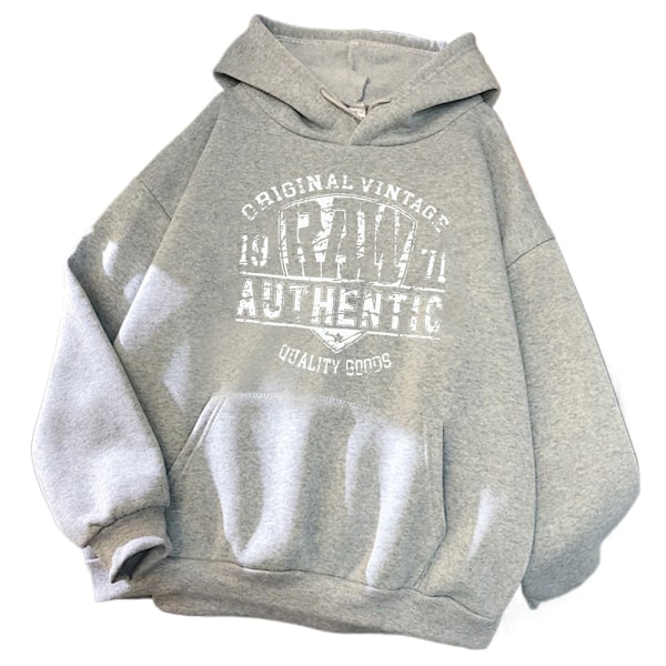 Ahthentic Dame Hoodies Sweatshirt Crewneck Pullover Hip Hop Stil Casual Tøj 1971 Azul M