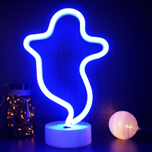 Spøgelses Neonlys Natlys LED Skilt USB/Batteridrevet Spøgelses Dekoration Halloween Party Dekoration Halloween Kontor Dekorationer Halloween Hjem Dekoration