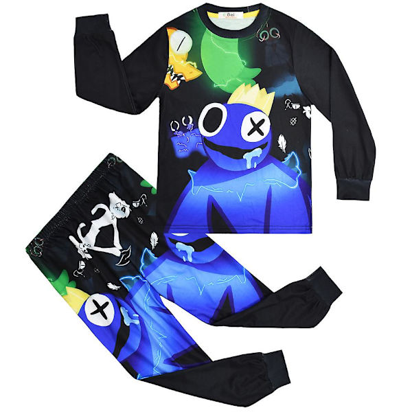 Regnbuevenner Pyjamas for gutter, T-skjorte og bukse 2-delt pyjamassett, barnas nattøy PJ-gave 8-9 Years
